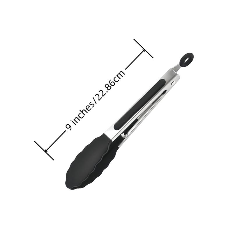 Stainless Steel Food Tongs-Heat-Resistant Silicone Grip Tongs for Cooking, Grilling & Serving (7/9/12inch, Black/Red)