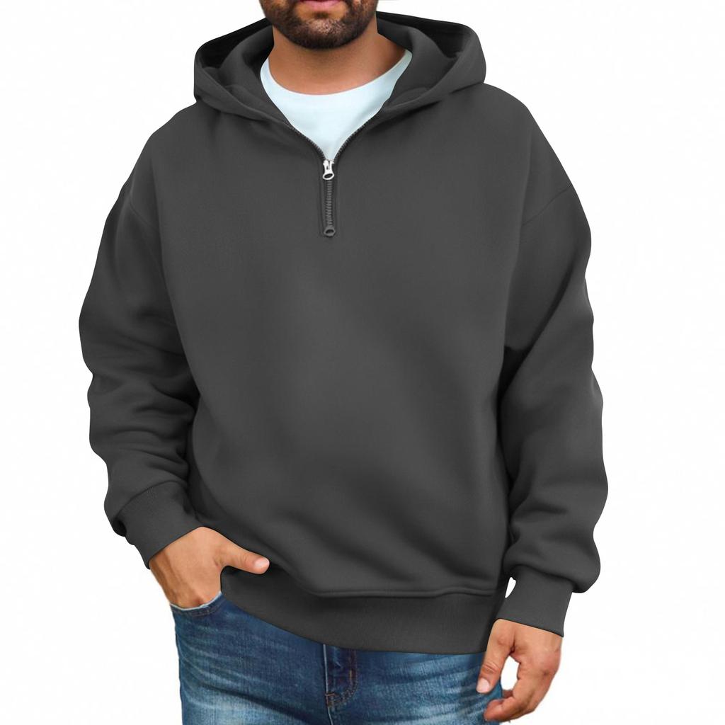 Men's Casual Zippered Hoodie Loose Fit Sweatshirt for Everyday Wear