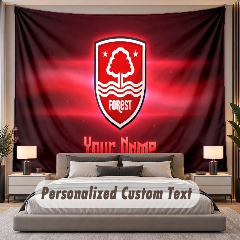 Custom Name Text Tapestry Nottingham Forest Personalized Polyester Wall Tapestry For Bedroom And Room