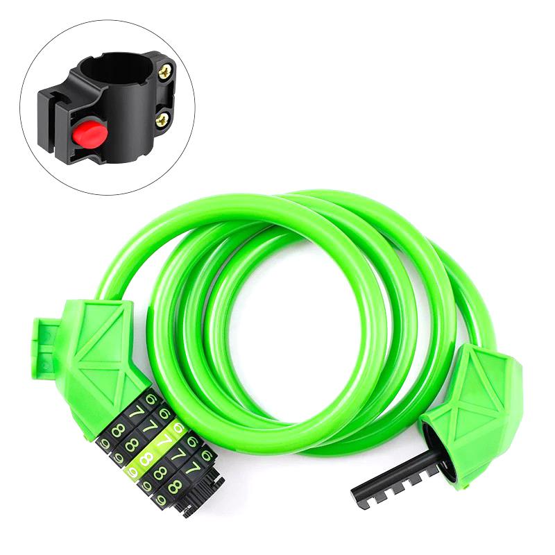 BG-4119 1.1m Bicycle Steel Cable Security Lock 5 Digit Password Anti-theft Bike Lock