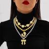 Letter Splicing Collarbone Chain European and American Style Geometric Rectangular Necklace Necklace Necklace Jewelry Women