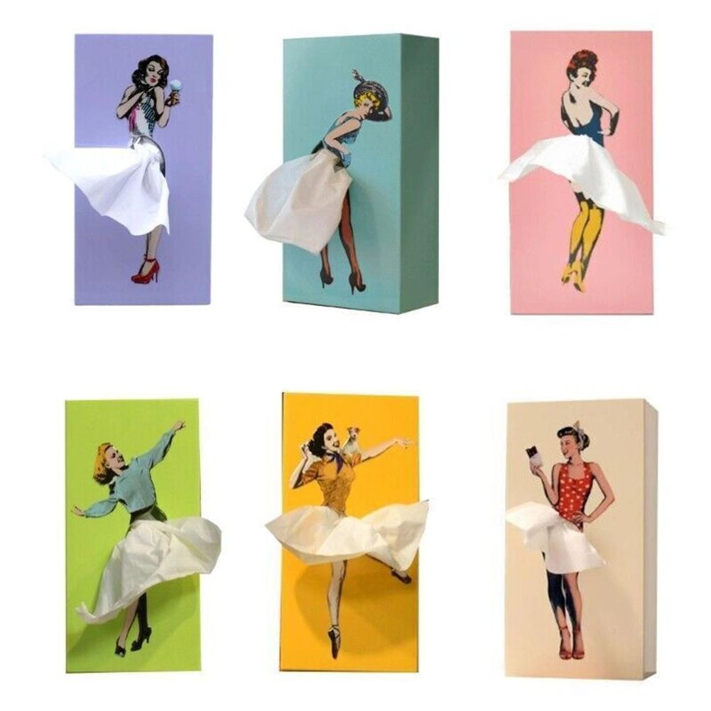 Classy Girl Facial Tissue Box Creative Retro Rectangular Tissue Box Case Tissue Storage Case for Vanity Countertop Night Stand