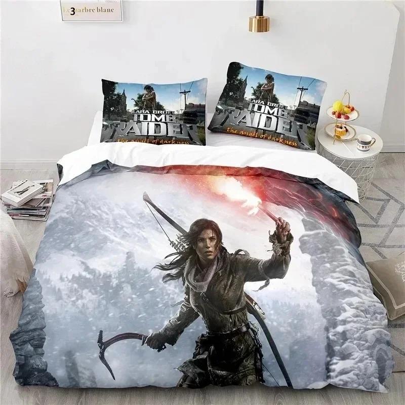 

3D print Game Tomb Raider Beding Set Bedrom Soft Modern Bedspreads Comefortable Children Kids Soft Duvet Cover Comfortable Quilt Cover And Pilowcase 100*200cm Single
