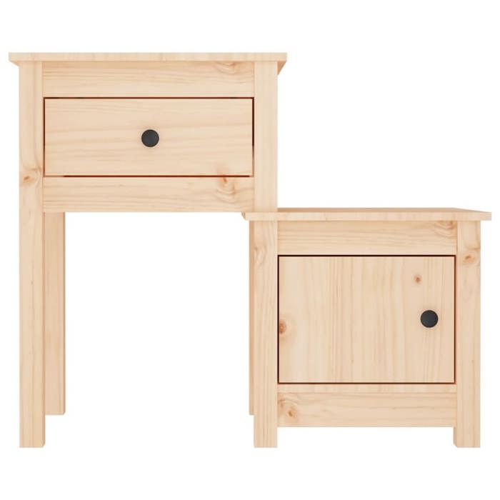 Table de chevet - Maison Exclusive - Bois de pin massif - 1 tiroir et 1 porte - 79,5x38x65,5 cm