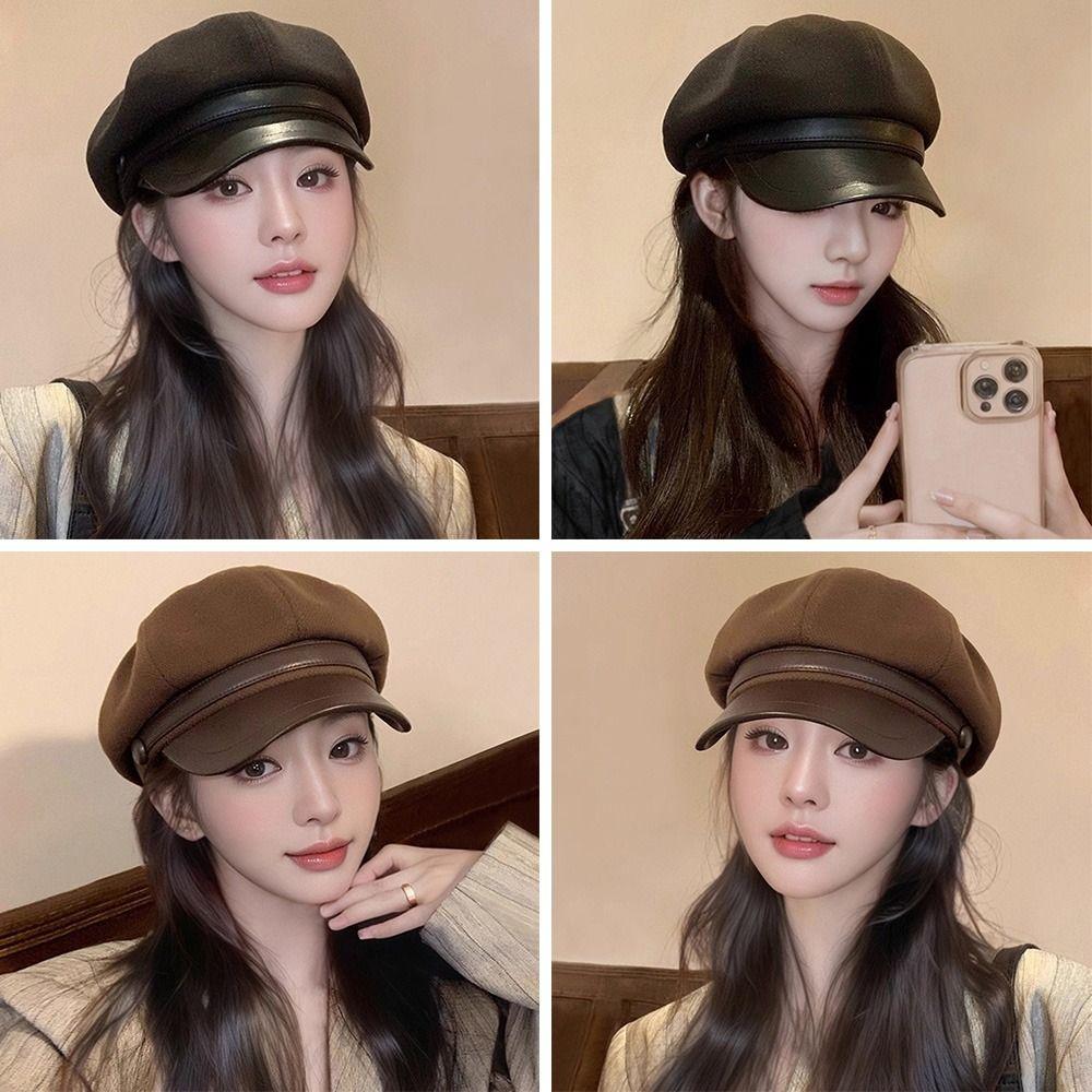 Adjustable Woolen Winter Beret Hat Vintage Breathable Newsboy Pumpkin Hat Warm Elegant Panama Cap for Women