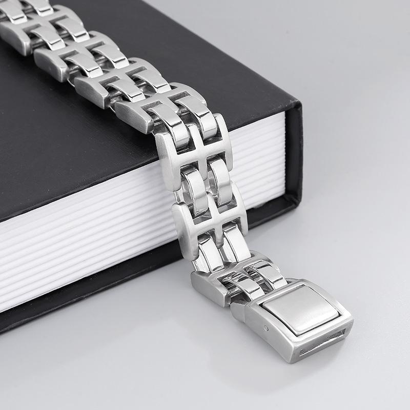 Stainless Stess Charm Curb Bracelet Bangle For Men Chunky Bike Link Chain Double Layers Bracelet Homme Jewelry Accessory