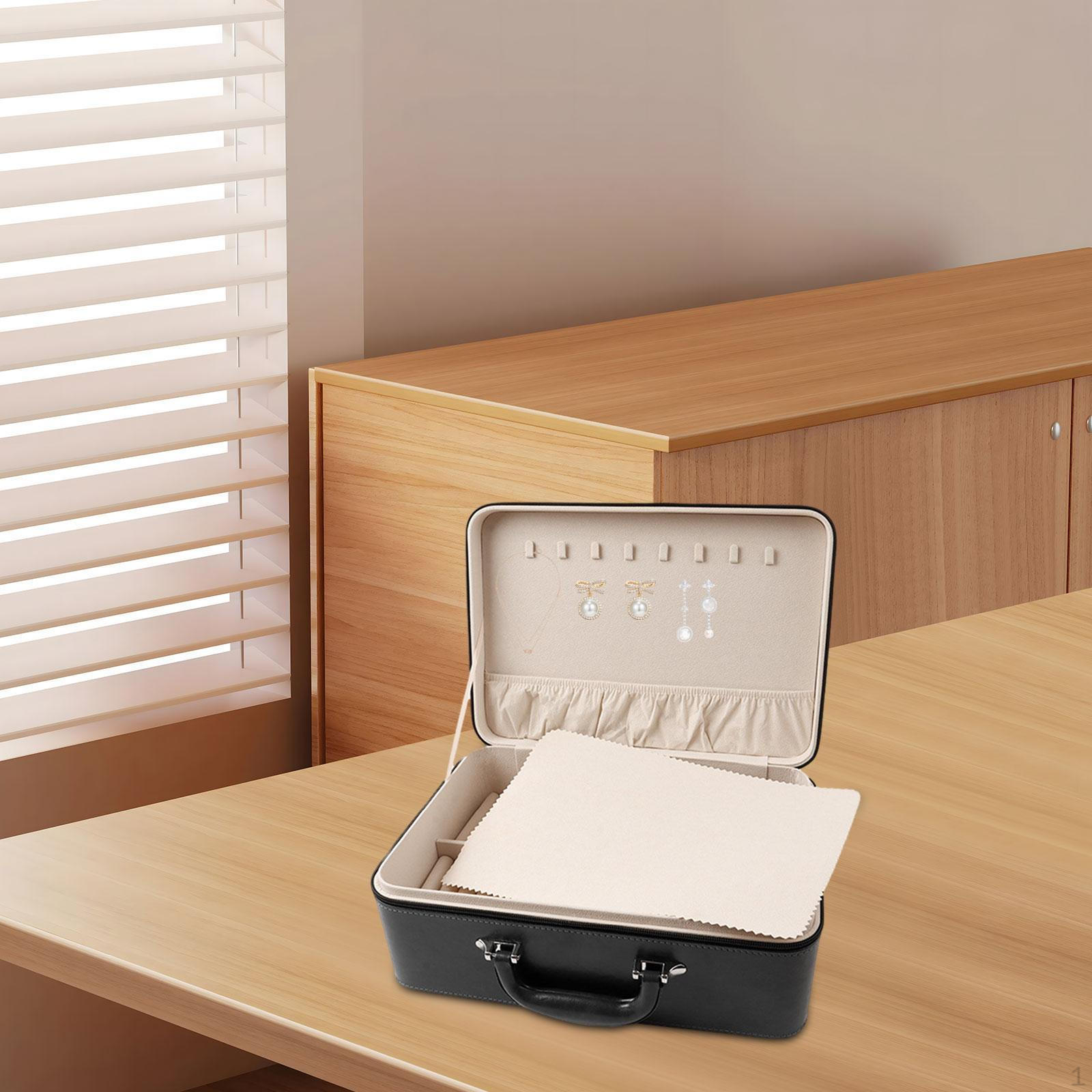 

Чемодан для украшений на 36 ячеек, коробка для хранения браслетов, подарочный контейнер, дорожный комод, день рождения, дом Black with Beige