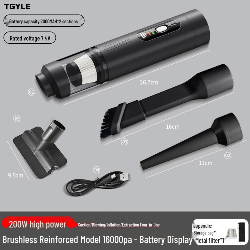 Handheld Cordless Car Vacuum: Dual Suction & Blow, Portable Pet Hair Remover