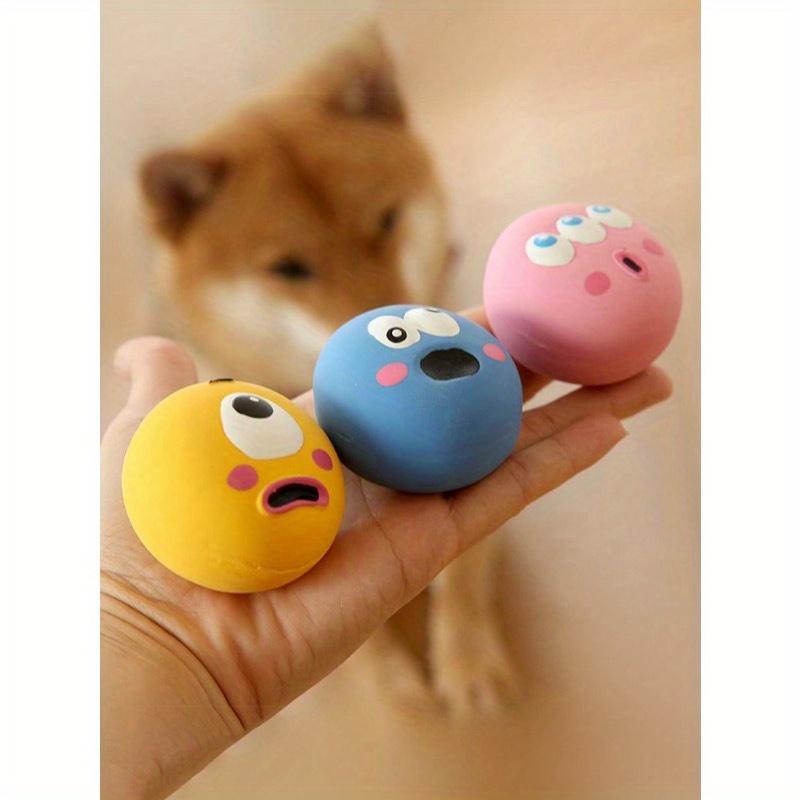 [For Small-Breed Dog] 1/3Pcs Dog Sounding Toy with Cute Big Eyeball Design, Pet Durable Rubber Chew Teeth Grinding and Cleaning Ball with Squeaky Dog