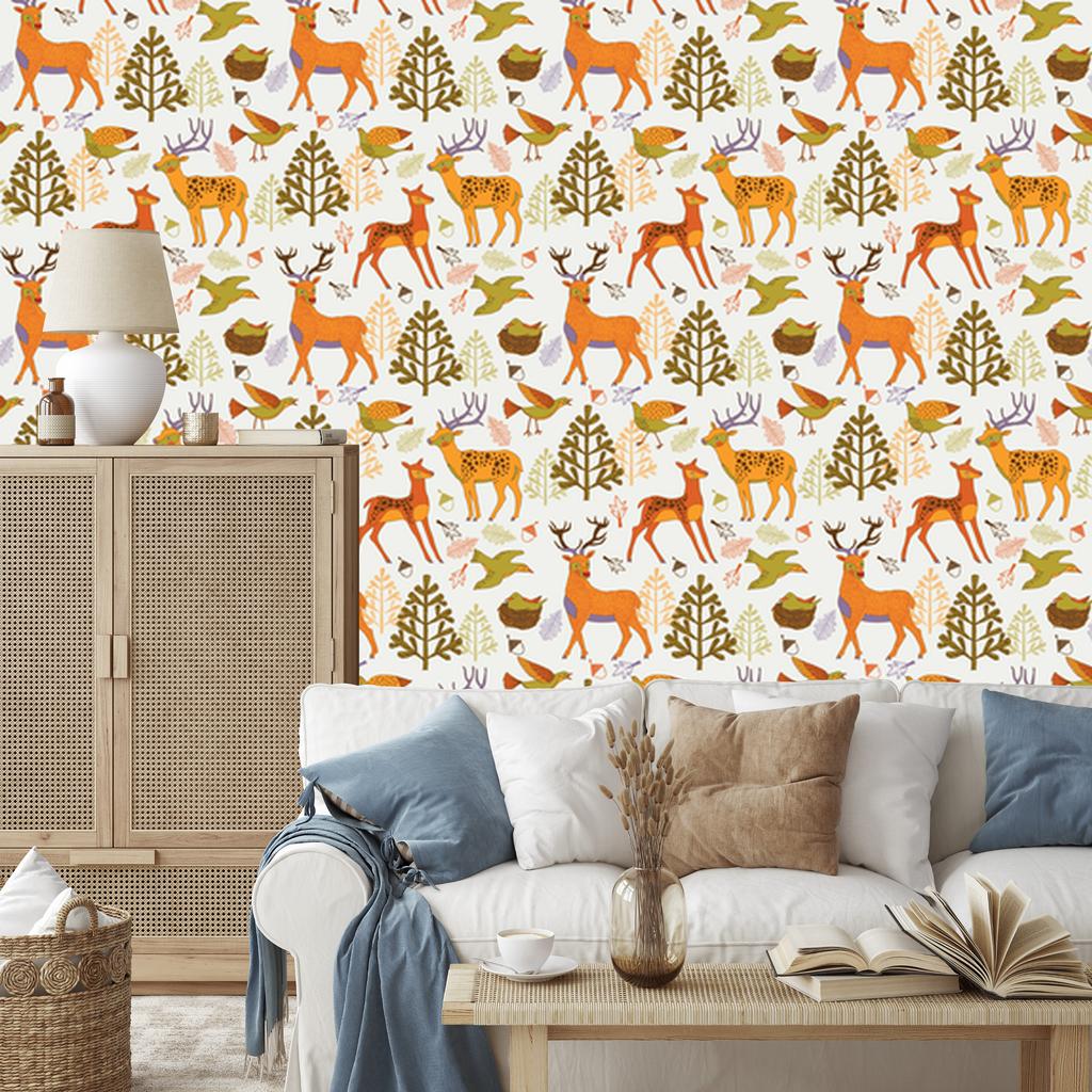 Beautiful Forest Animals Wallpaper for Living Room and Bedroom 50x1000