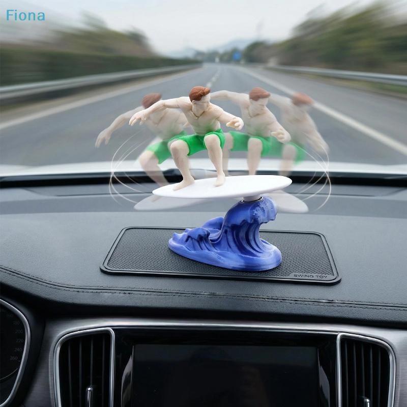 Shaking Surfer Car Dashboard Ornament, Cute Surfing Guy Figurine with Wave Base for Car Interior Decor