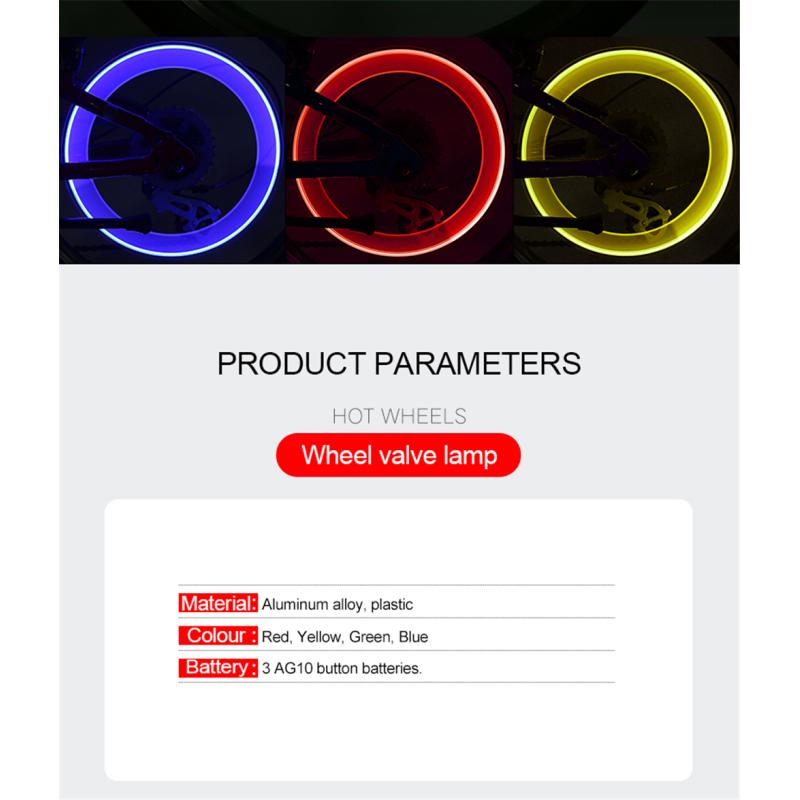 Multi Farbe Neon Fahrrad Speichen Licht MTB Rad Reifen Düse Ventil Kappen Lampe Radfahren Warnung Kopf Rücklicht Für Fahrrad motorräder