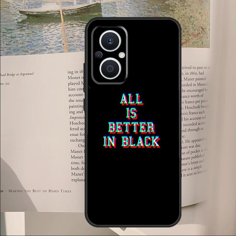 Simple Minamilst Black Quote Cover For OPPO Reno 13F 11F 12F 14F 10 11 12 13 14 Pro 7 8 Lite OPPO Find X6 X5 X8 Pro Case