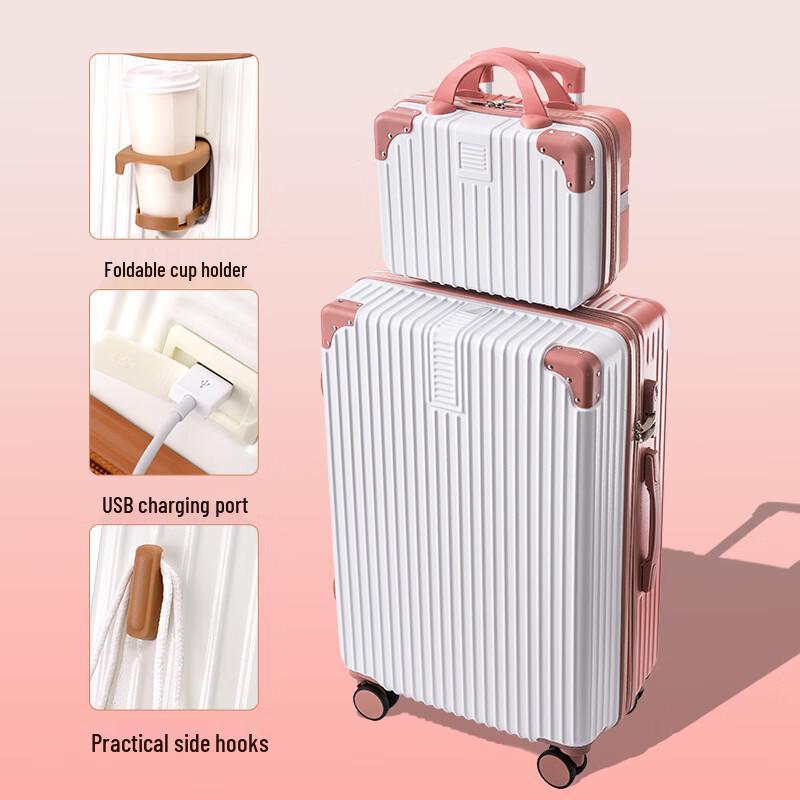 Li Shen Vintage Travel Luggage with USB Cup Holder