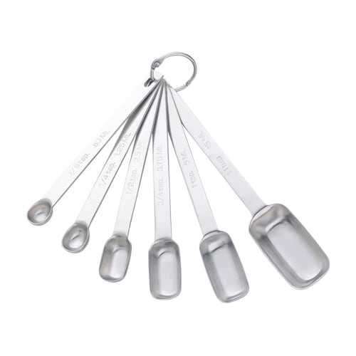 Set of 6 Measuring Spoons, Condiment Spoons, and Cooking Spoons, Made of 18-8 Stainless Steel, Convenient Small Items, Compact Storage, Non-Slip, Styl