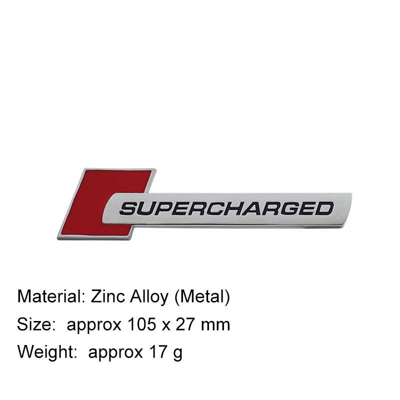 3D Premium Supercharged für Auto Motorhaube Kotflügel Kofferraum Heckklappe Namensschild Aufkleber Emblem Abzeichen Aufkleber