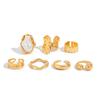 Baroque Imitation Pearl Ring Set, Irregular Design Liquid Metal Pleated Ring