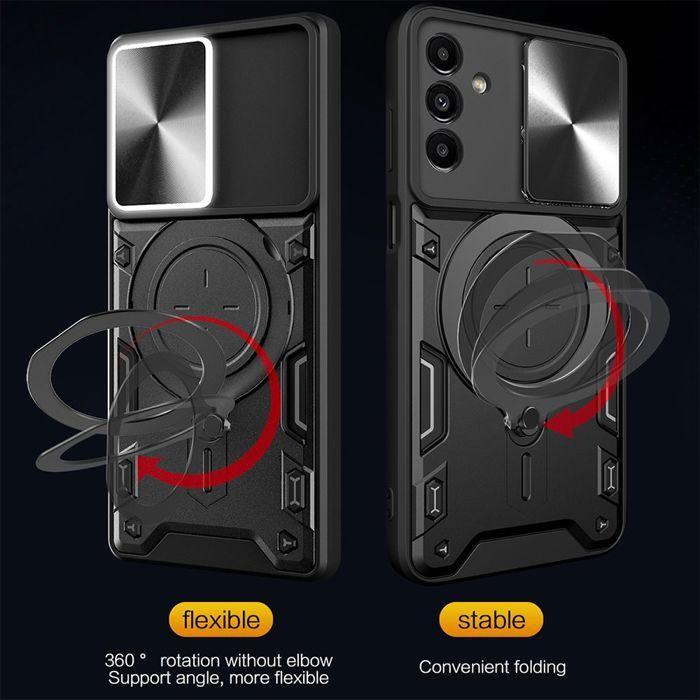 Coque de Protection - BOOLING - Samsung Galaxy A17 4G/5G - Noir - Anneau Pivotant - 2 Vitres Trempées