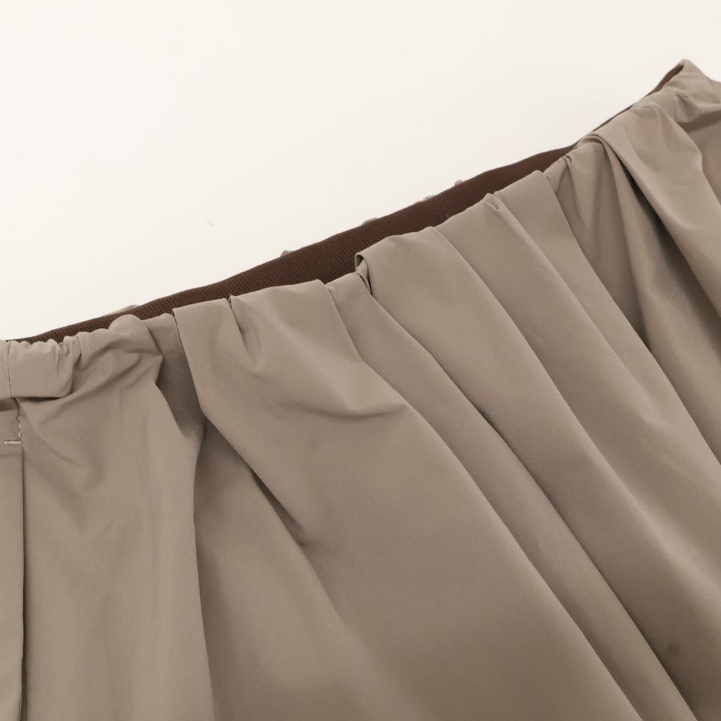 BALLSEY Beige Stretch Taffeta Random Tuck Long Skirt Skirt 36 greigeUsed