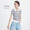 Navigare Women's Striped Knit Polo Shirt with Cutouts