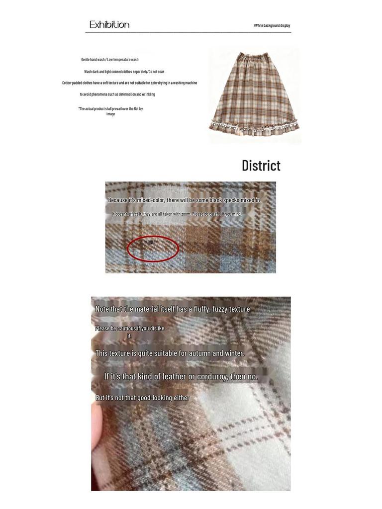 French Retro Plaid Tassel A-Line Mid-Length Skirt - High Waist, Slimming, Versatile Autumn/Winter Style