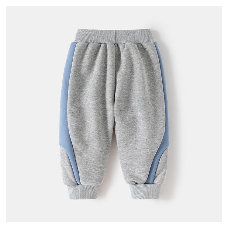 Boys Korean Style 2025 Sports Velvet Hoodie and Trousers Set