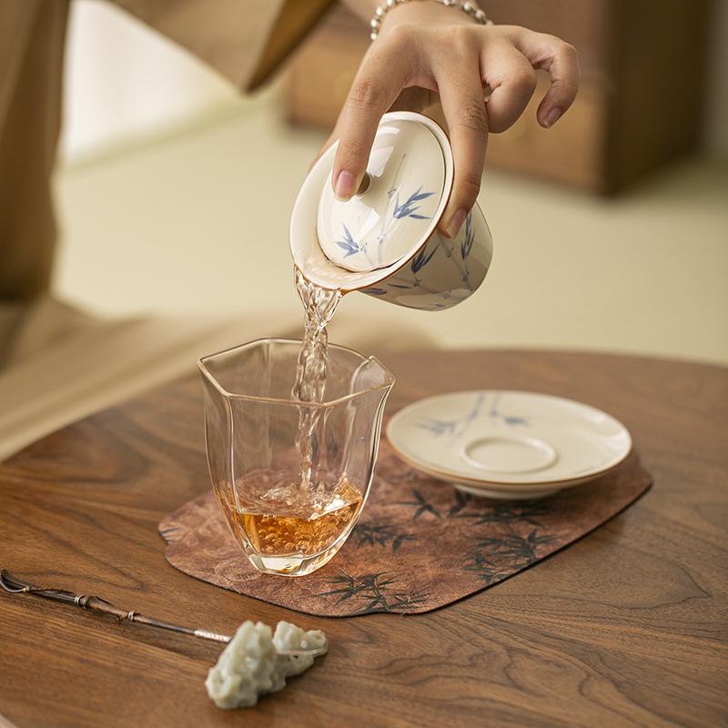 150ml Hand-painted Persimmon Bamboo Cover Bowl Household Anti Scald Gaiwan Handmade Tea Tureen Tea Making Tea Cup Tea Items