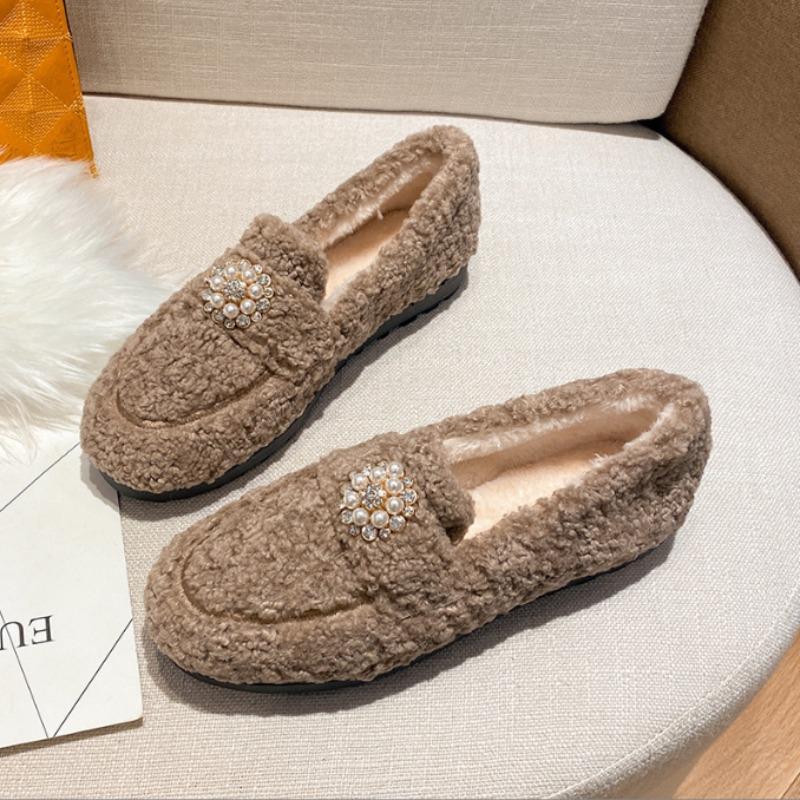 Women Fur Boots Cotton Slippers Women Winter New Style Bag Heel Home Warm Non Slip Plush Cotton Shoes For Women Wearing Outside