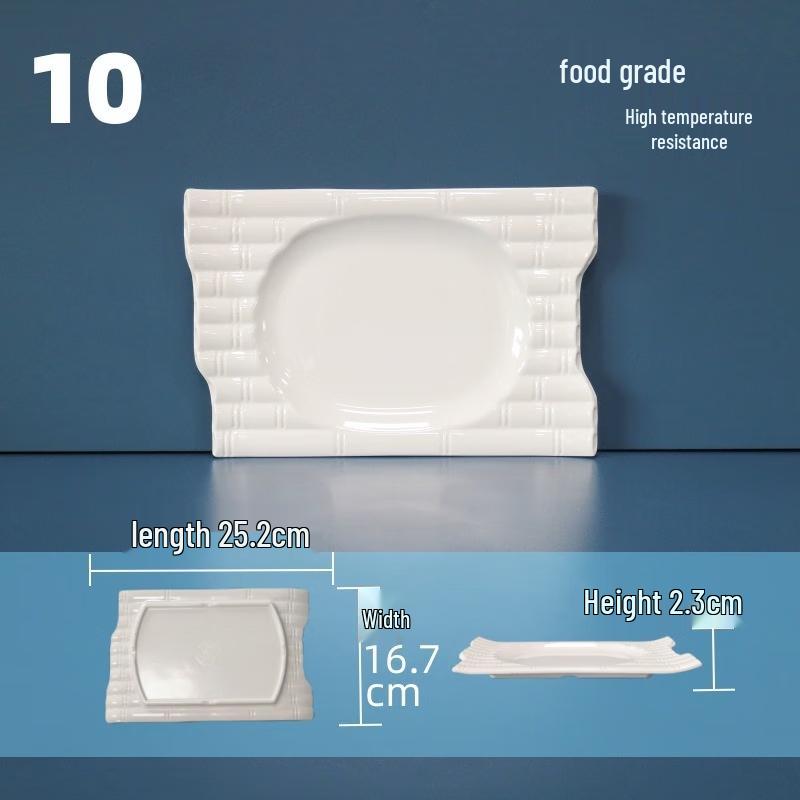 White Melamine Bamboo-Style Dinner Plates (10-Pack)