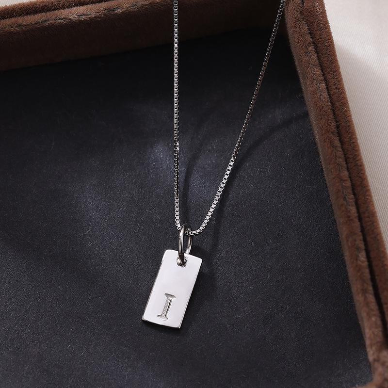 Banyan Tree Sterling Silver Square Letter Pendant Necklace