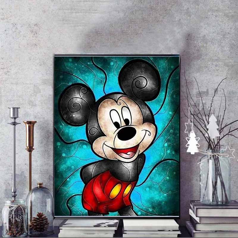 Disney Diamond Painting Set Mickey Mouse Stained Glass Art Illustration Embroidery Wall Decoration DIY Set Gift Handmade Crystal 5D Diamond