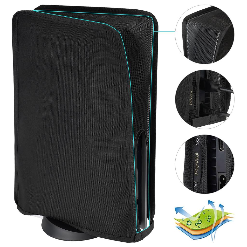 PlayVital PS5 Dustproof Cover, Soft and Clean Dust Cover for PlayStation 5 Console, PS5 Dust Cover, PS5 Storage Cover [Black (Nylon Mesh)]