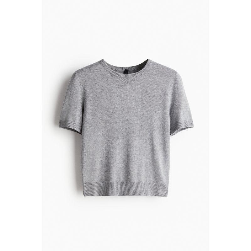 

HM Fall Women s Clothing Fashion Casual Soft Fine Knitting T-shirt 1232470 Mixed Gray 160/88