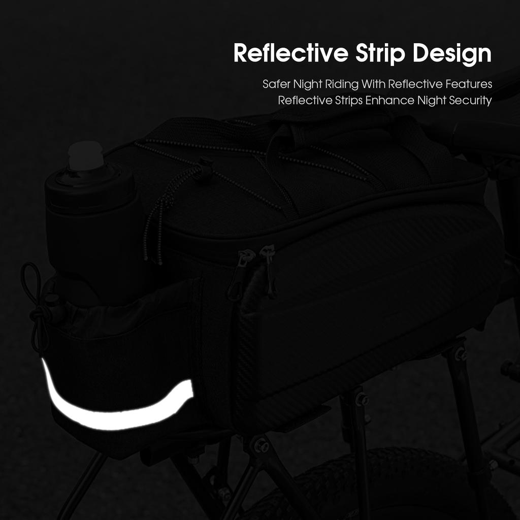 Bike Saddle Bags Rear Rack For Mountain Riding Travel Bike Trunk Saddle Seat Bag Carrier with Reflector Black 11L (Non