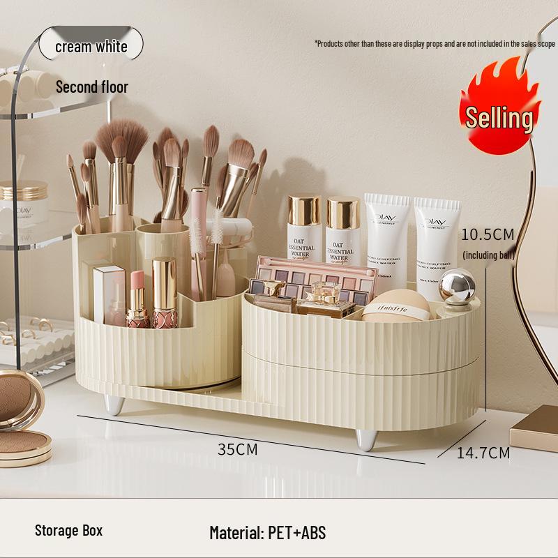 Hochwertiger drehbarer Kosmetik-Organizer für den Schreibtisch: Halter für Hautpflege, Lippenstifte & Stifte mit großer Kapazität