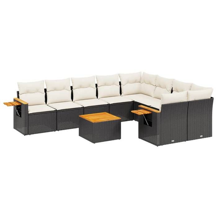 VidaXL Salon de Jardin avec Coussins 10 pcs, Canapés de Terrasse, Ensemble de Meubles de Patio, Mobilier d'Extérieur, Noir 3259550