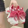 Fashion 6CM Platform Vulcanized Shoes for Women Sneakers Mesh Lace-up Women's Walking Shoes 2025 Fashion Autumn Bling Casual Women Shoes