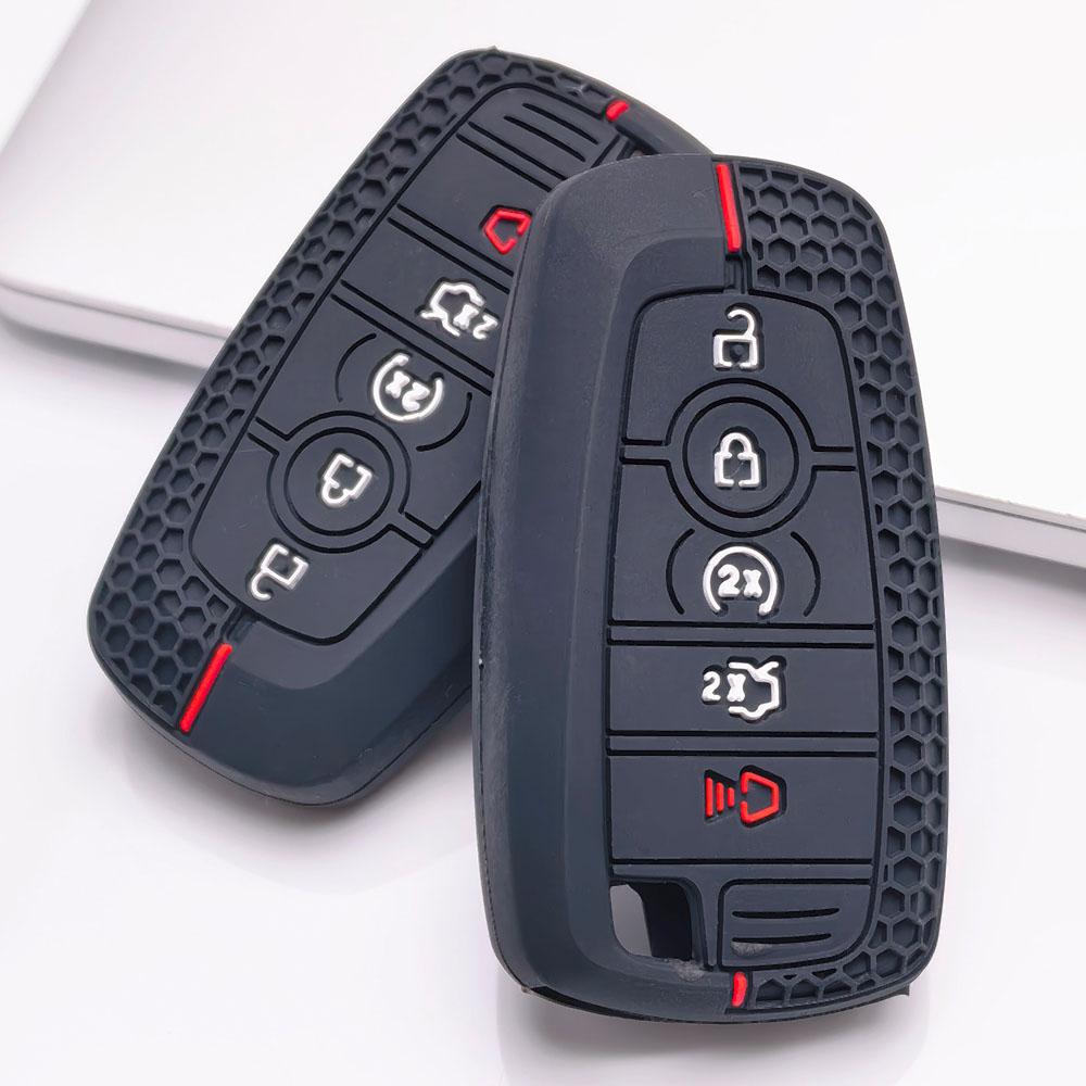 Silicone Key Fob Cover Compatible with Ford F150 F250 F350 F450 Explorer Edge Escape Expedition Mustang Taurus Lincoln Navigator MKZ, Fits Ford Escape