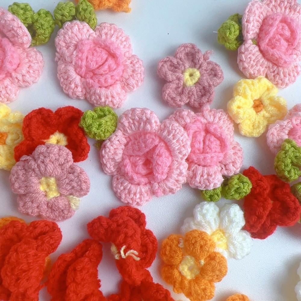 Knit Flower Head Creative Hand-woven Bouquet Clothes Bag Decorating Sewing Accessory Wedding Table Fake Ornament