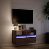 Wall Mounted TV Cabinet with LED Lighting Brown Oak Effect 80 x 31 x 45 cm