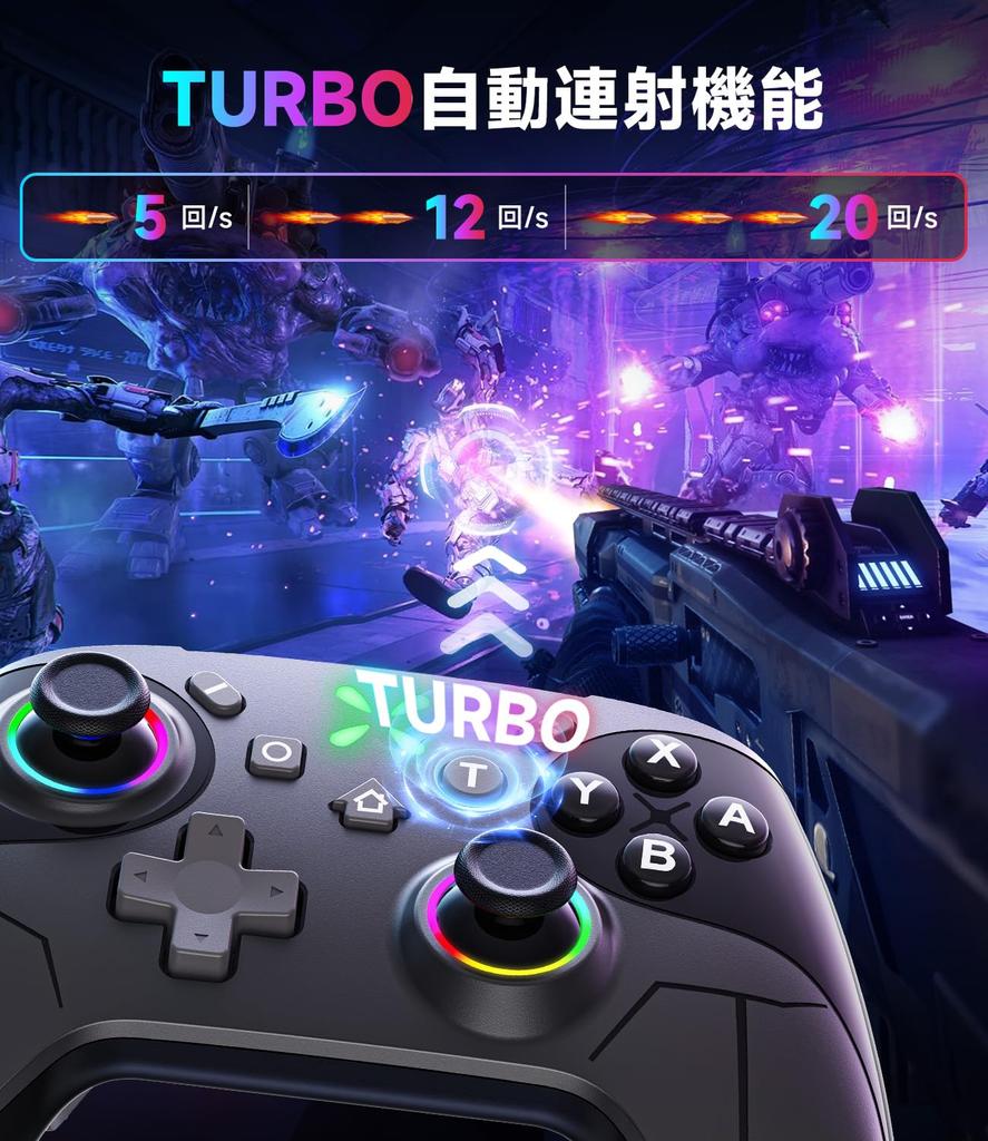 Switch 2 Controller with Double Hole Compatible with Switch Generations Innovative Switch Pro Controller with Turbo Gyro HD Back RGB Zero Wireless