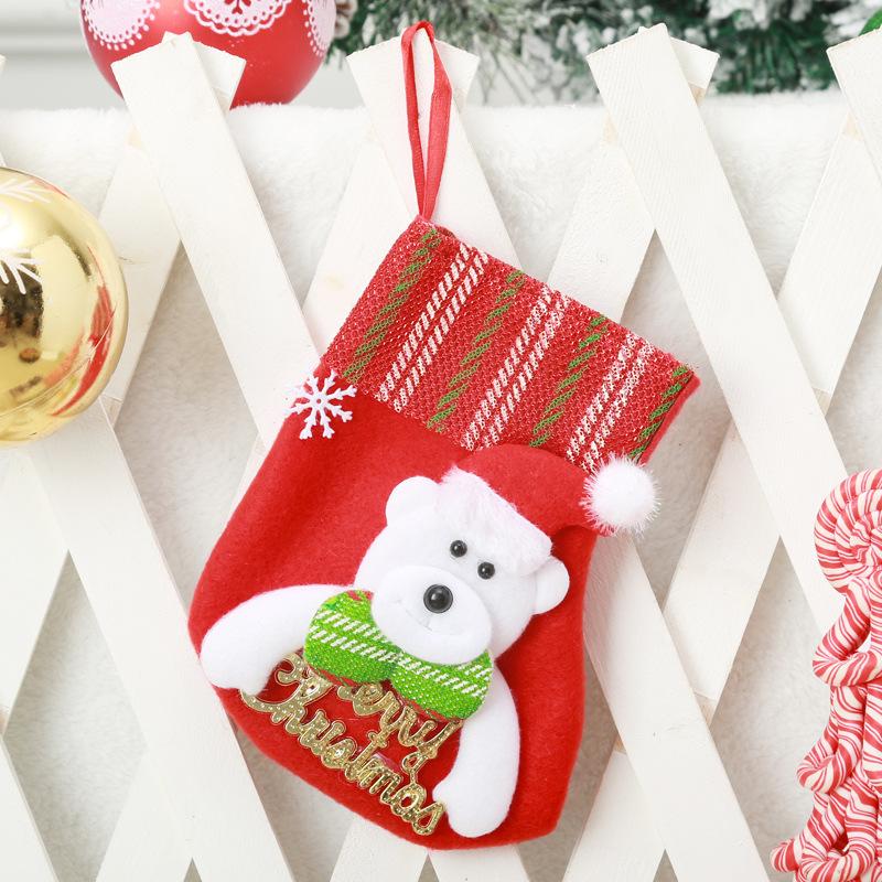 Christmas Decoration Supplies Cartoon Old Man Letter Socks Children's Gifts Candy Bag Christmas Tree Striped Pendant