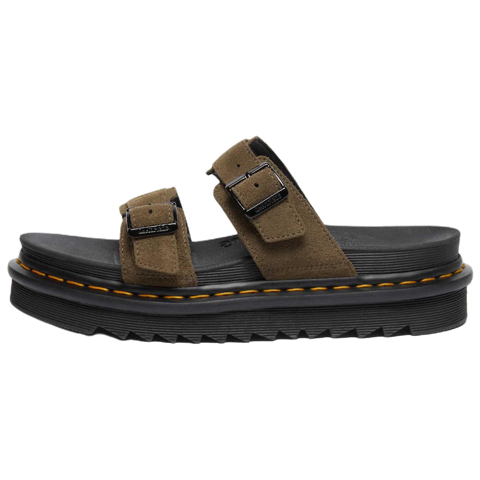 Dr. Martens Myles Slide DMs Olive Simple Comfortable Anti-Friction Slide Sandals Unisex sandals Dark-Green 41115300