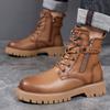 Fashion mens fashion desert boots genuine leather shoes outdoors cowboy tooling work boot handsome platform ankle botas spring autumn