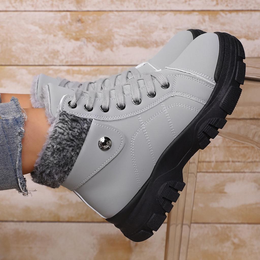 Fashion Fashion Cotton Boots Winter New Round Toe Platform Anti-Slip Wear-Resistant Booties  Style Fleece Thickened Warm Cotton Shoes