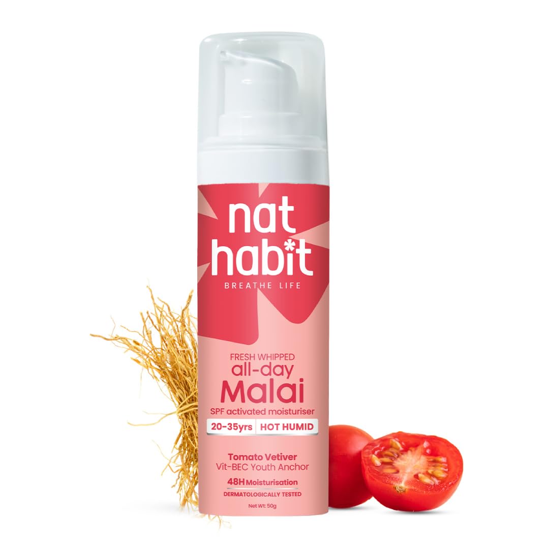 Nat Habit Tomato Vetiver Malai Face Cream With Vitamin C Moisturizer For Daily Radiant Skin Hydration And Barrier Repair