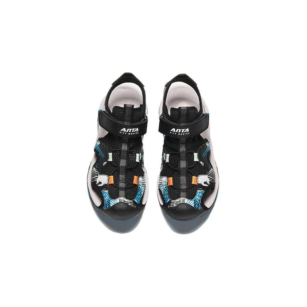 Anta Kids Velcro Casual Breathable Lightweight Sandals Kids Sandals Black A312426952-2