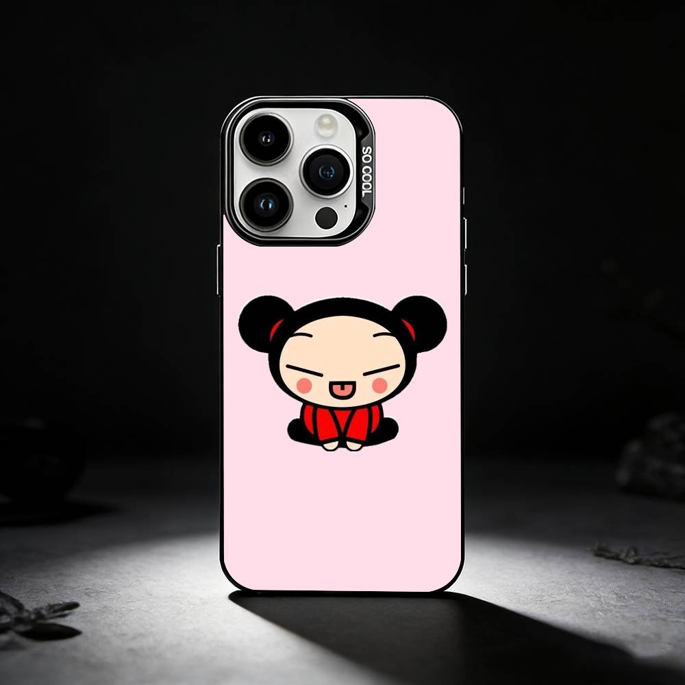 Pucca Cute Love Phone Case For iPhone 17,16,15,14,13,12,11 Plus,Pro Max,XS,Colored silver phone case