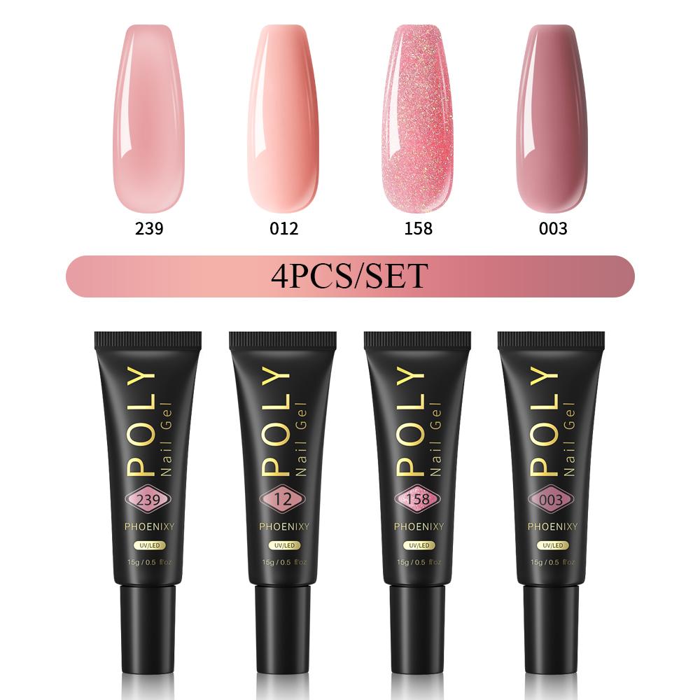 

PHOENIXY 15 мл поли гель для ногтей маникюрный набор для наращивания пальцев акриловый гель нужна УФ светодиодная лампа для ногтей DIY салон нейл-арта для дома 4pcs set 04