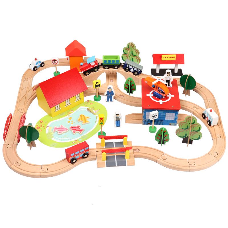 70-Piece Wooden Train Track Set for Ages 2-7: Interactive Educational Toy